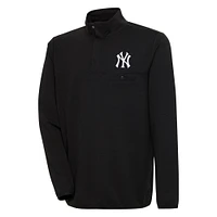 Men's Antigua  Black New York Yankees Steamer Quarter-Snap Pullover Jacket