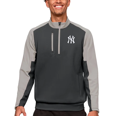 Men's Antigua Charcoal New York Yankees Team Quarter-Zip Pullover Top