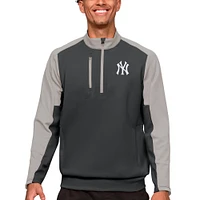 Men's Antigua Charcoal New York Yankees Team Quarter-Zip Pullover Top