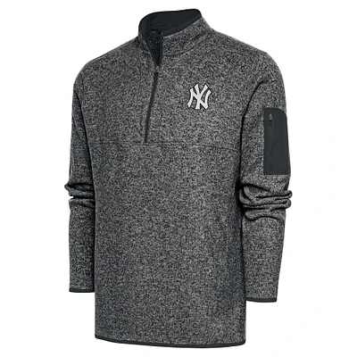 Men's Antigua Graphite New York Yankees Metallic Big & Tall Quarter-Zip Jacket