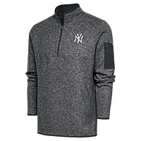 Men's Antigua Graphite New York Yankees Metallic Big & Tall Quarter-Zip Jacket