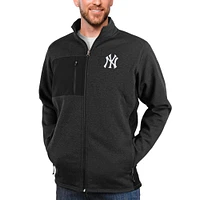 Veste zippée intégrale Course Antigua Heathered Black New York Yankees pour homme
