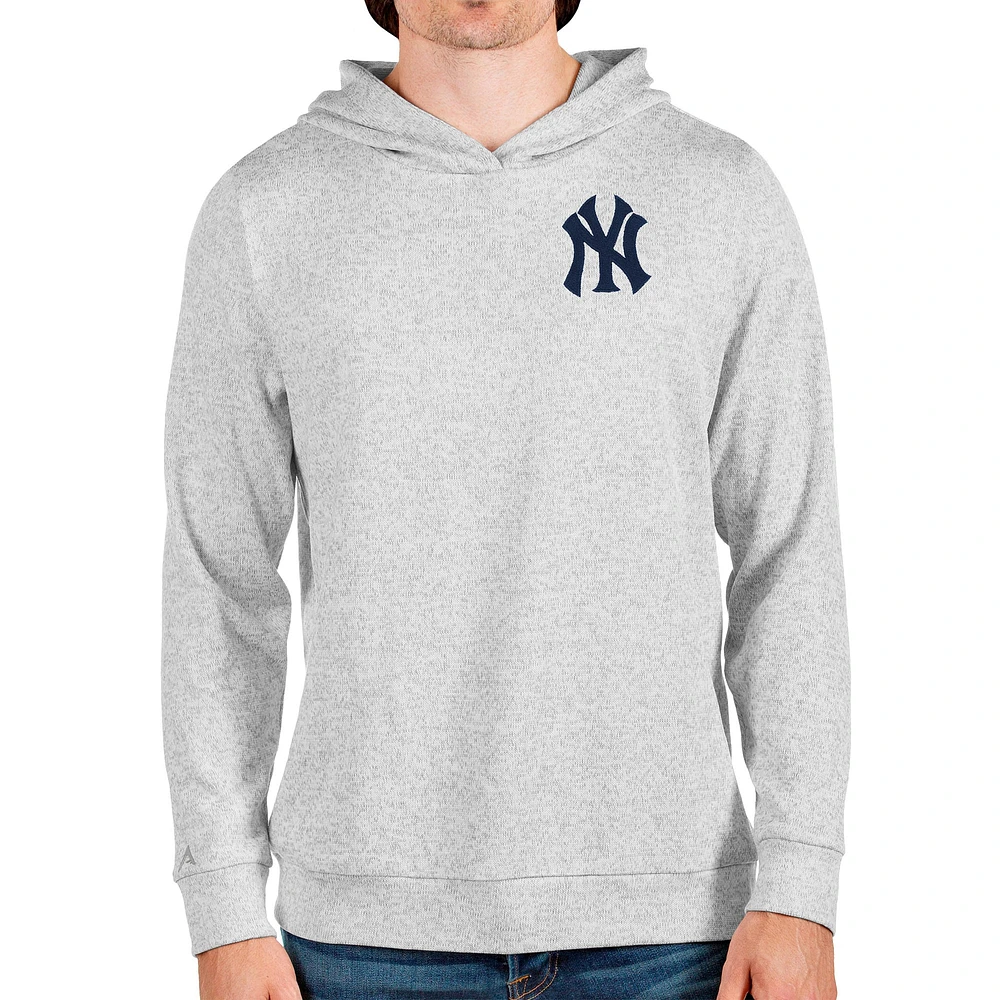 Men's Antigua Heathered Gray New York Yankees Absolute Pullover Hoodie
