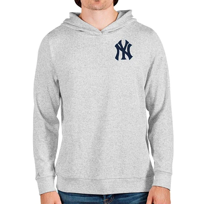 Men's Antigua Heathered Gray New York Yankees Absolute Pullover Hoodie