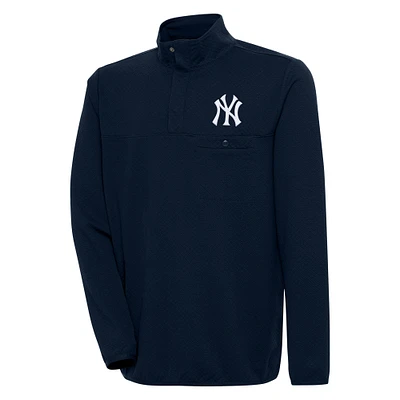 Men's Antigua  Navy New York Yankees Steamer Quarter-Snap Pullover Jacket
