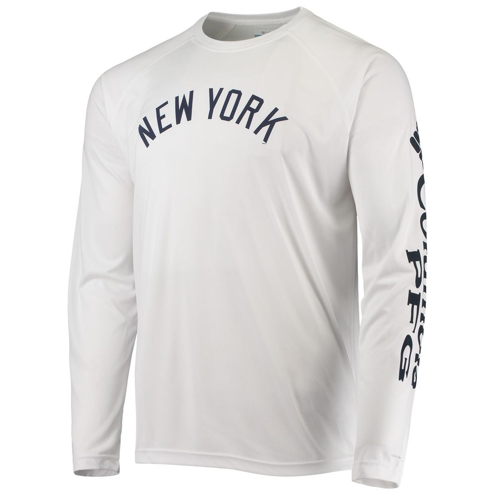 Columbia Men's Columbia White New York Yankees Terminal Tackle Omni-Shade  Raglan Long Sleeve T-Shirt