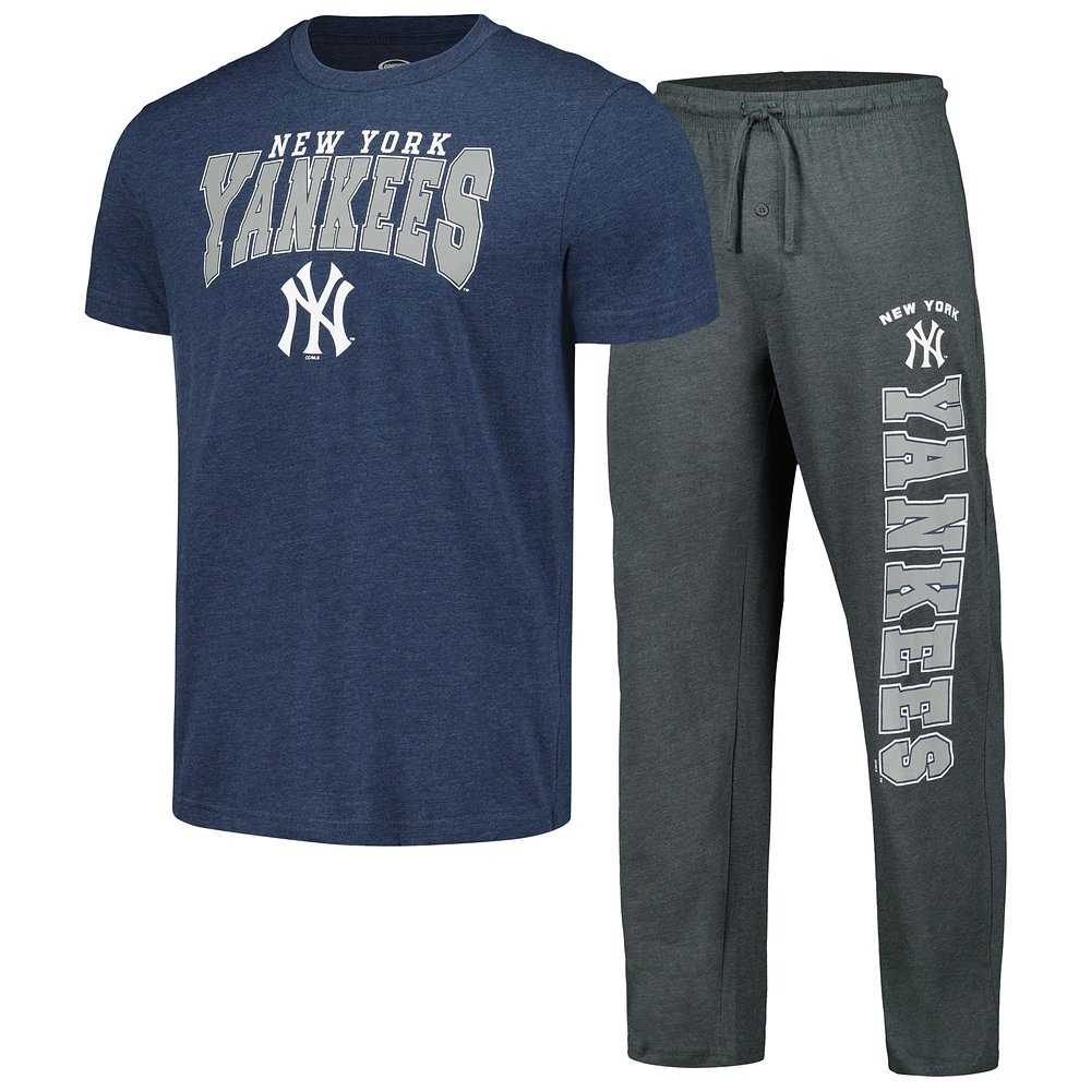 Ensemble de nuit pour hommes Concepts Sport Charcoal/Navy New York Yankees Meter T-shirt et pantalon