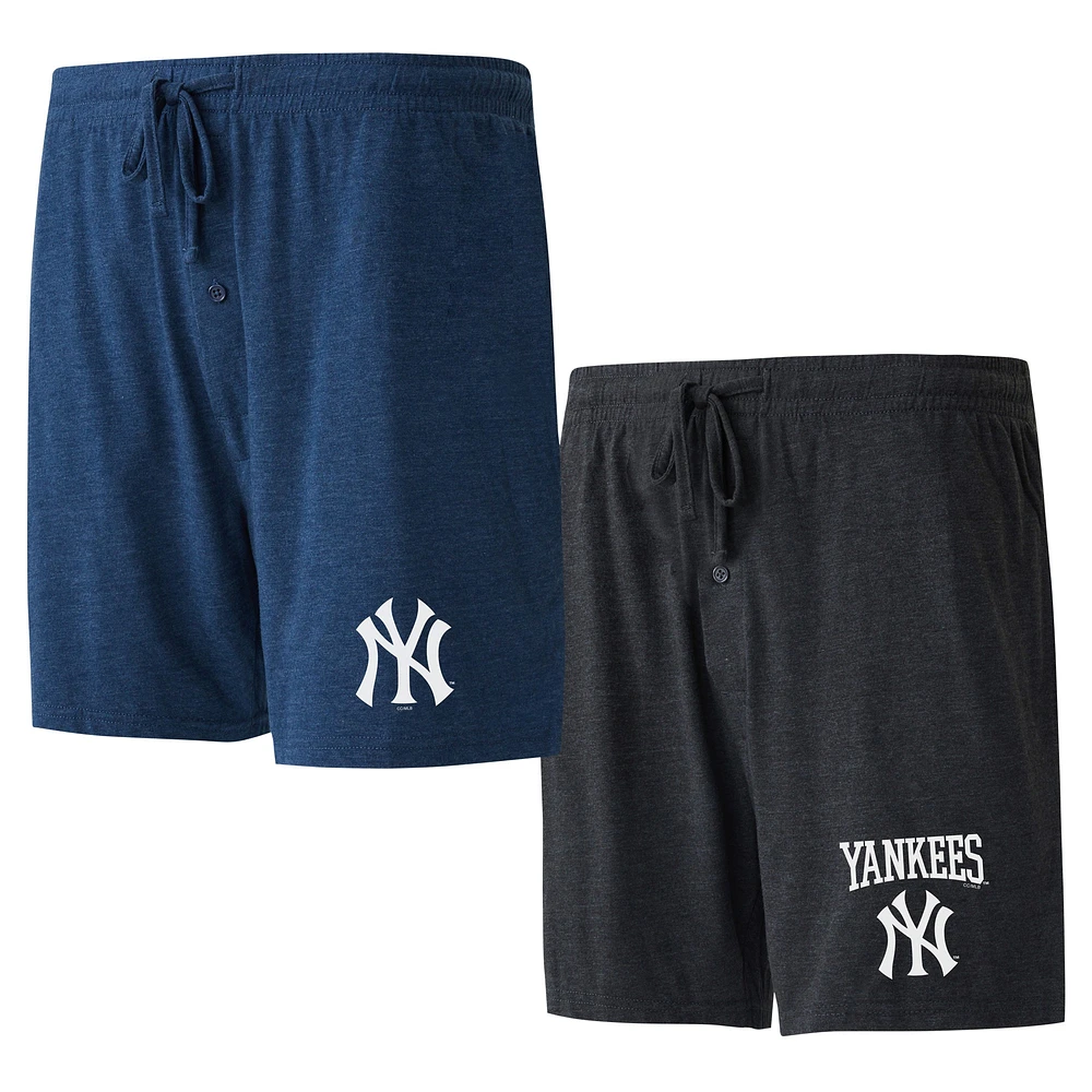 Pack de deux shorts nuit Concepts Sport bleu marine/noir New York Yankees pour hommes