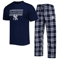 Ensemble de pyjama et pantalon Concepts Sport bleu marine/gris avec écusson des New York Yankees pour homme