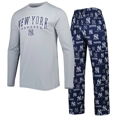 New York Yankees Concepts Sport Breakthrough Long Sleeve T-Shirt & Pants Sleep Set - Navy/Gray