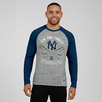 Men's Darius Rucker Collection by Fanatics  Heather Gray New York Yankees Raw Edge Raglan Long Sleeve Baseball T-Shirt