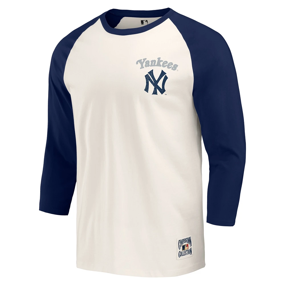 Collection Darius Rucker pour hommes par Fanatics T-shirt raglan à manches 3/4 bleu marine/blanc New York Yankees Cooperstown