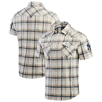 Men's Darius Rucker Collection by Fanatics Navy New York Yankees Plaid Full-Snap Shirt