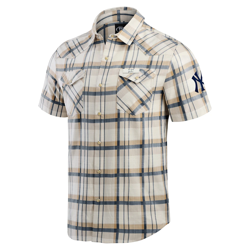 Men's Darius Rucker Collection by Fanatics Navy New York Yankees Plaid Full-Snap Shirt