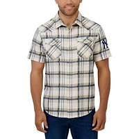 Men's Darius Rucker Collection by Fanatics Navy New York Yankees Plaid Full-Snap Shirt