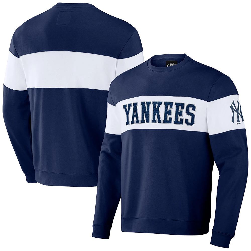 Men's Darius Rucker Collection by Fanatics Navy New York Yankees Stripe Pullover Sweatshirt