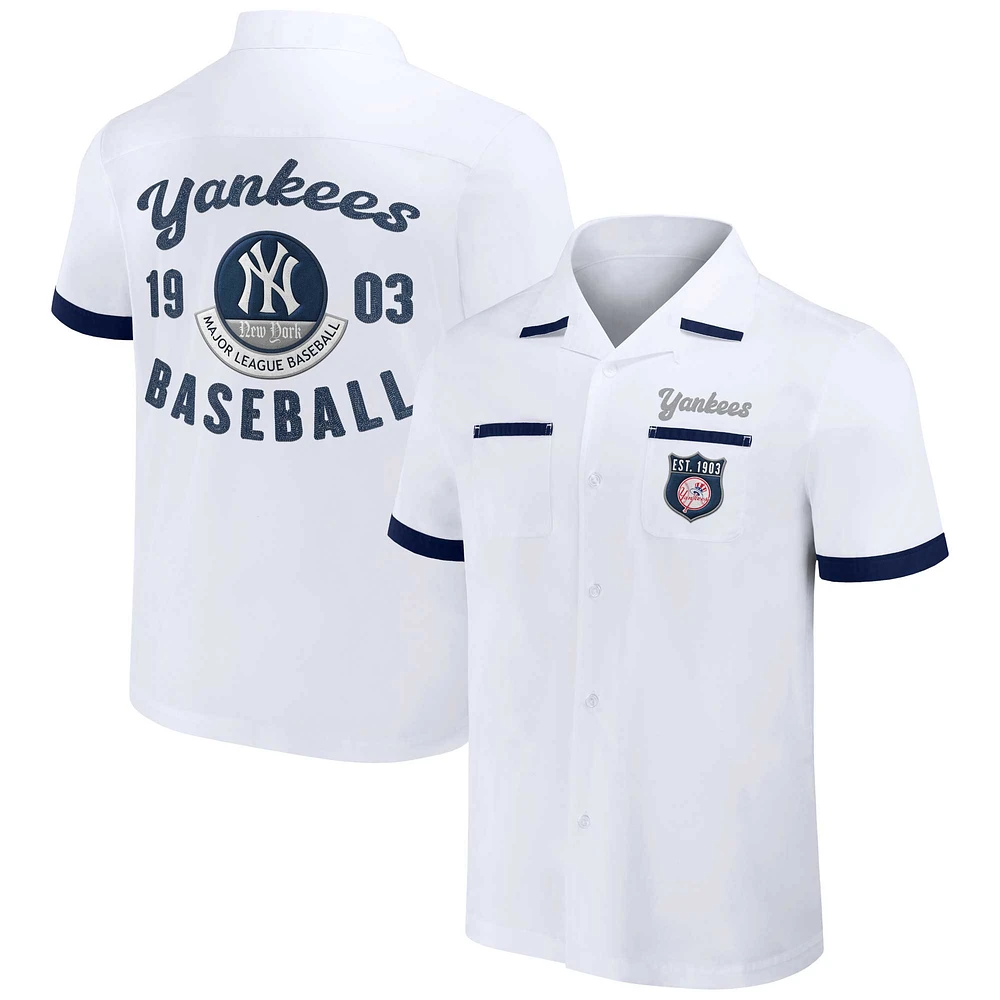 Collection Darius Rucker pour homme par Fanatics White Chemise boutonnée New York Yankees Bowling