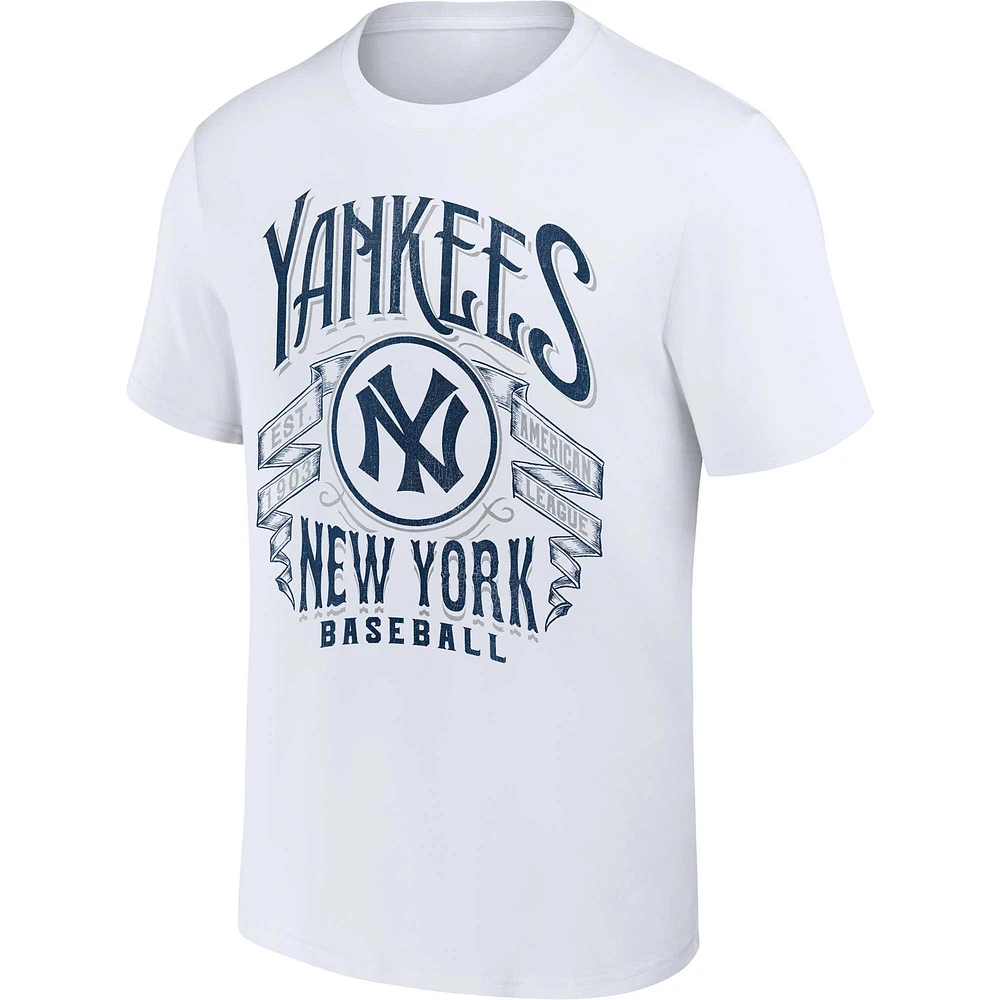 Collection Darius Rucker pour homme par Fanatics White T-shirt New York Yankees Distressed Rock