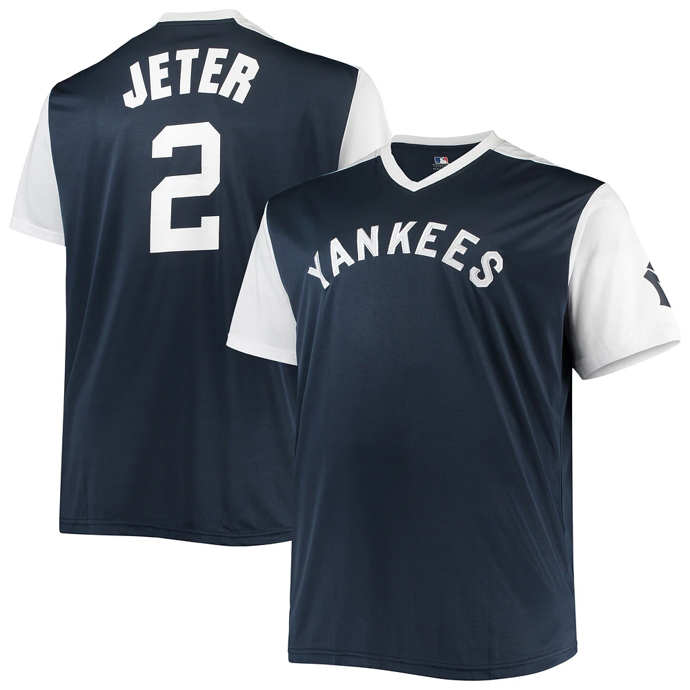 Maillot de joueur réplique la collection Cooperstown des Yankees New York Derek Jeter bleu marine/blanc pour hommes