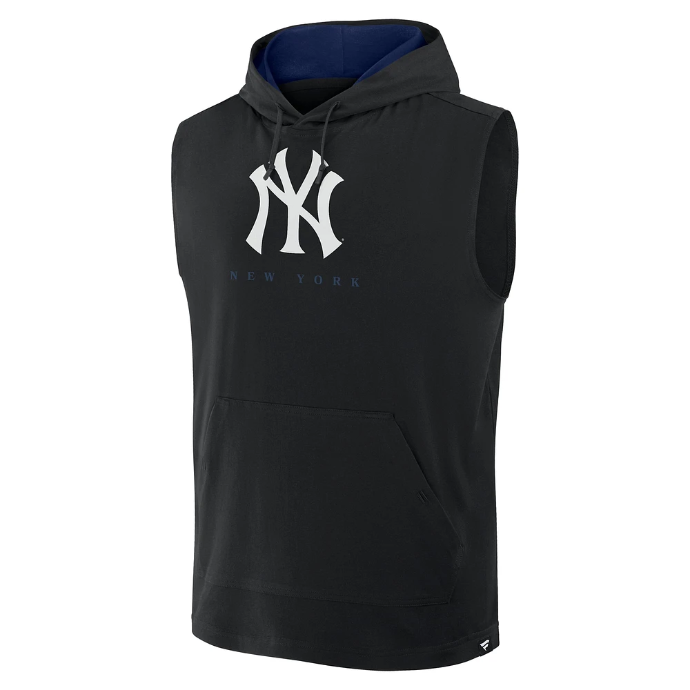 Men's Fanatics Black New York Yankees Fire Speed Sleeveless Pullover Hoodie
