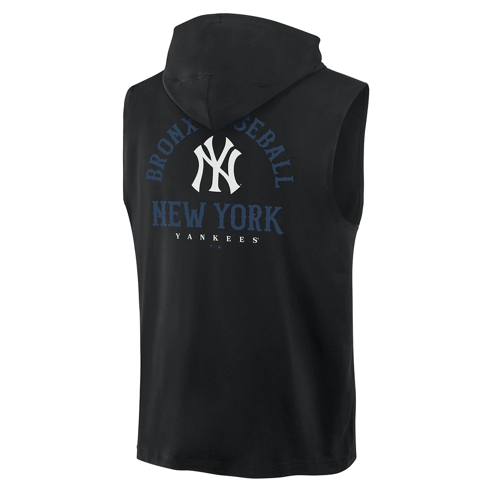 Men's Fanatics Black New York Yankees Fire Speed Sleeveless Pullover Hoodie