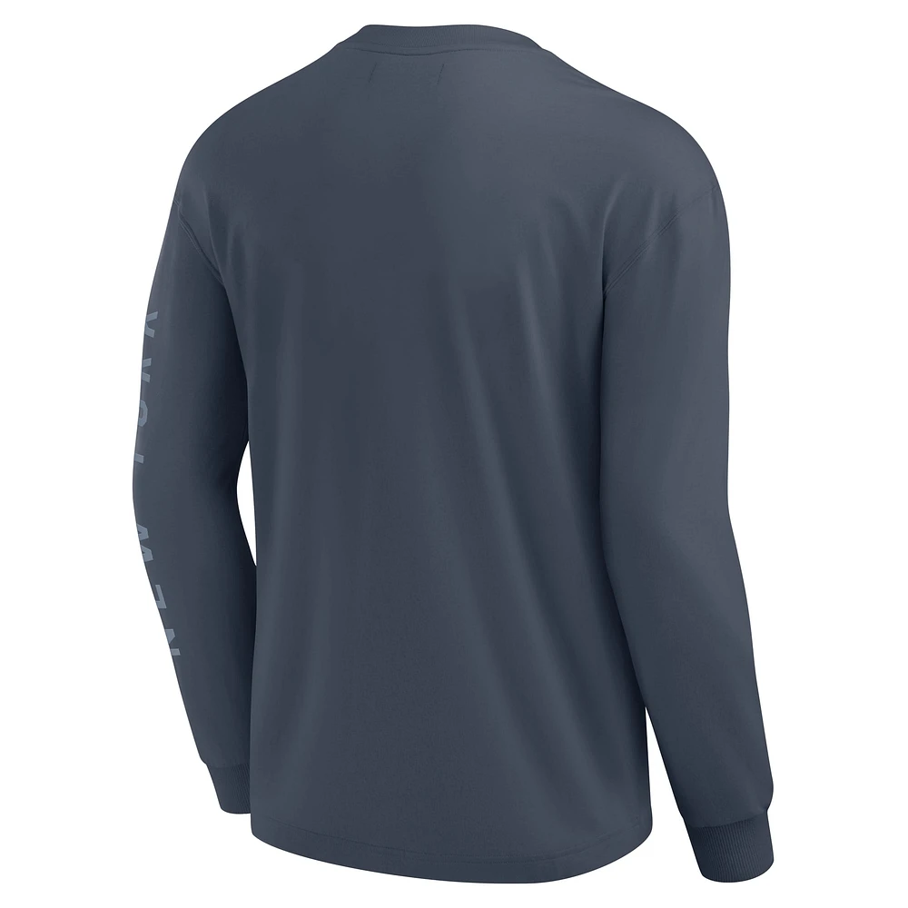 Men's Fanatics Blue New York Yankees Elements Future Ground Tonal Info Long Sleeve T-Shirt