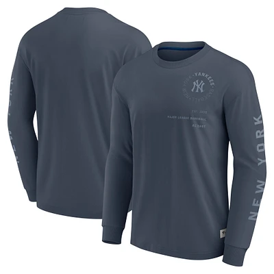 Men's Fanatics Blue New York Yankees Elements Future Ground Tonal Info Long Sleeve T-Shirt