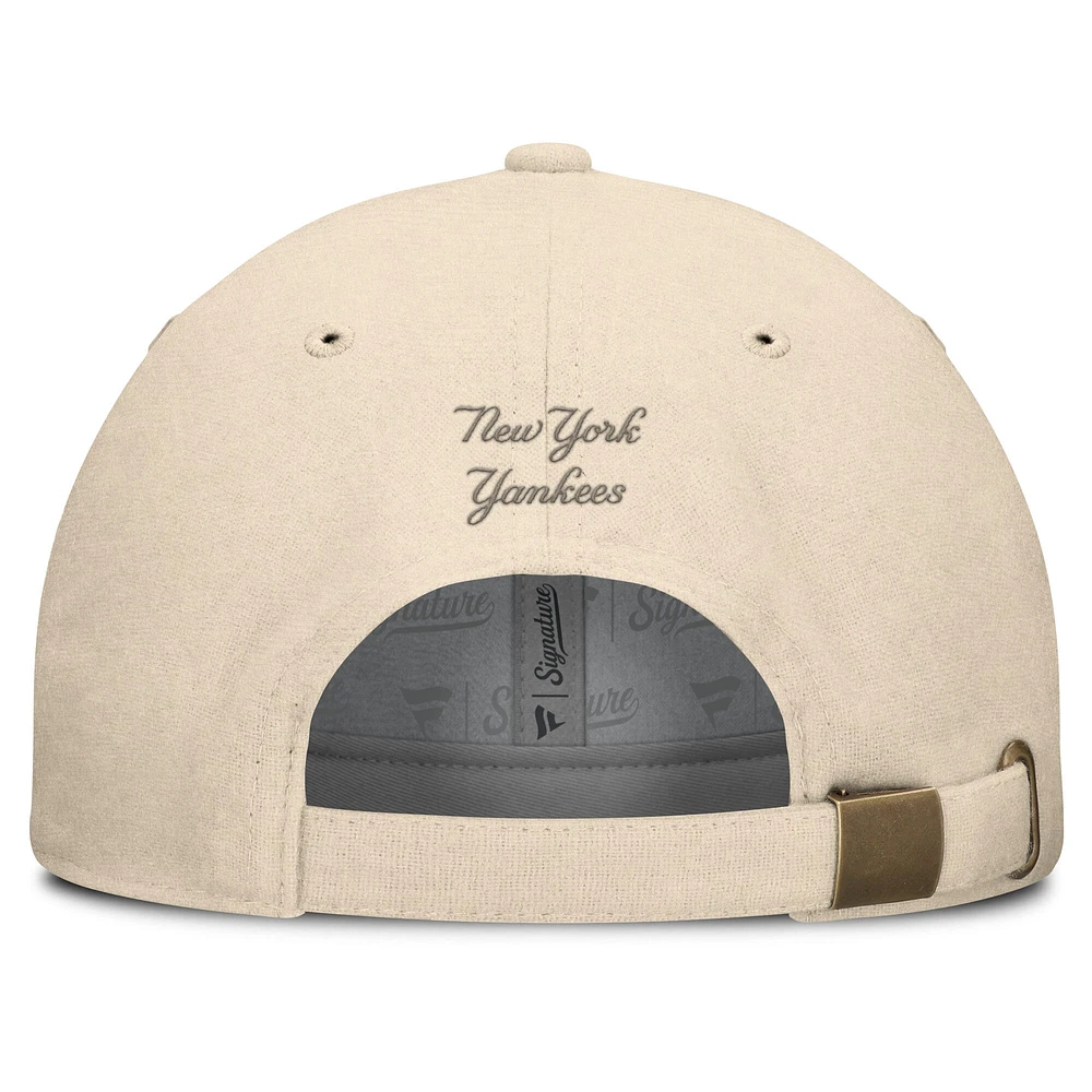 Casquette ajustable en cuir avec patch de front office des Yankees de New York de couleur crème Fanatics pour hommes