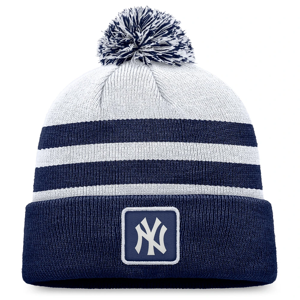 Bonnet en tricot à revers New York Yankees Fanatics pour hommes avec pompon