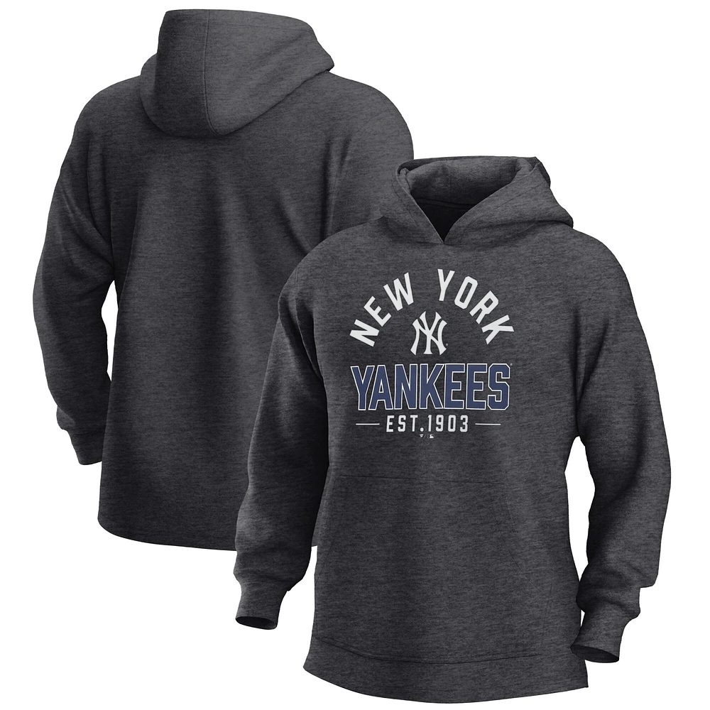 Sweat à capuche en polaire pour homme Fanatics Heather Charcoal New York Yankees