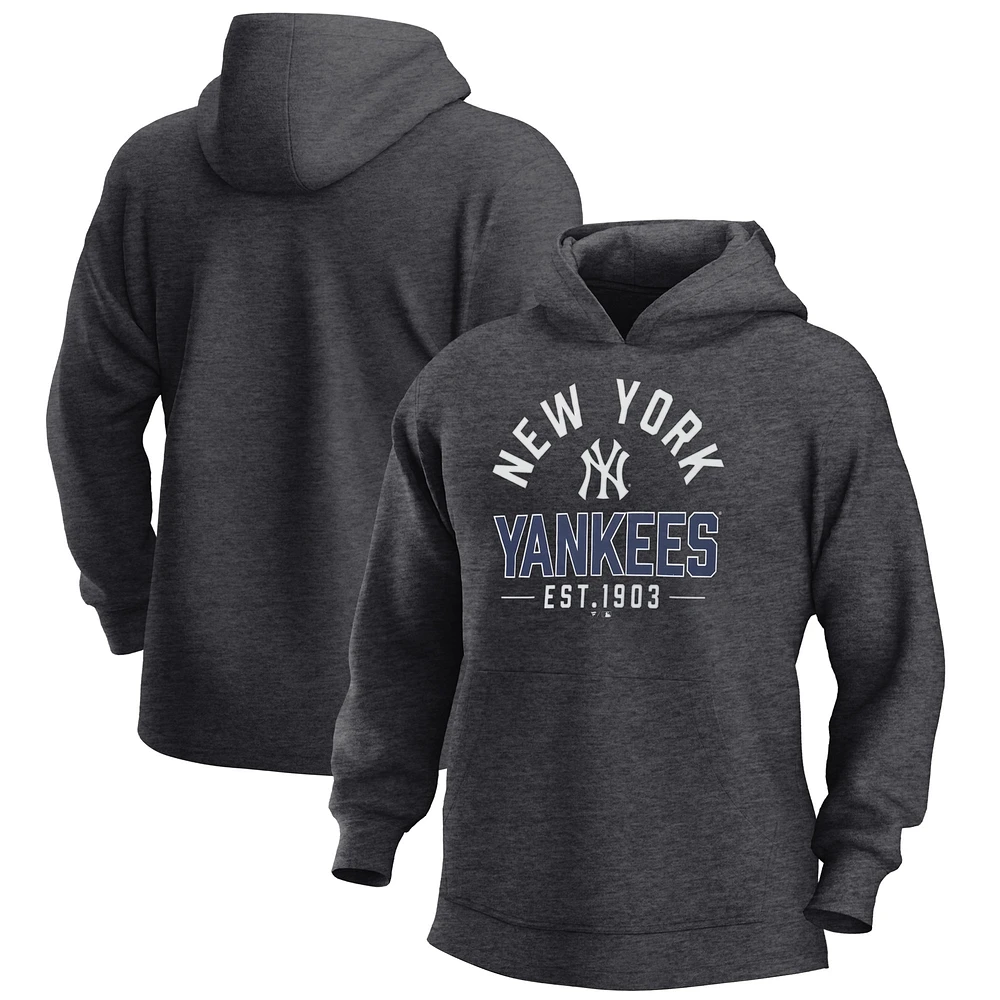 Sweat à capuche en polaire pour homme Fanatics Heather Charcoal New York Yankees