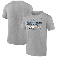 T-shirt Fanatics Heather Grey New York Yankees Champions de la Ligue américaine 2024 pour hommes, taille grande et