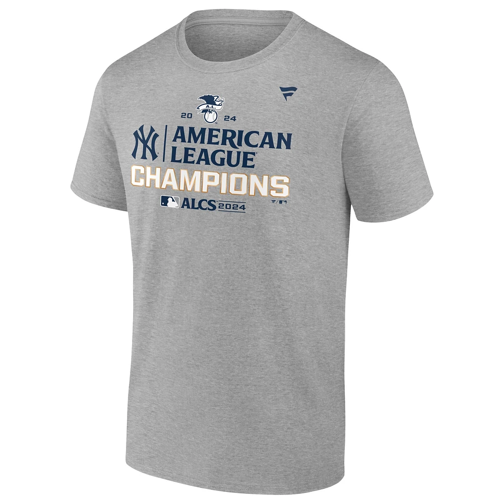 T-shirt Fanatics Heather Grey New York Yankees Champions de la Ligue américaine 2024 pour hommes, taille grande et