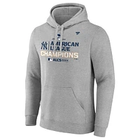 Sweat à capuche pour hommes Fanatics Heather Gray New York Yankees Champions de la Ligue américaine 2024 Vestiaire