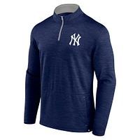 Men's Fanatics Heather Navy New York Yankees Fundamentals Quarter-Zip Pullover