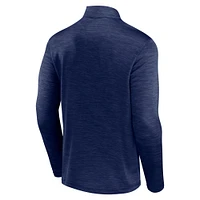 Men's Fanatics Heather Navy New York Yankees Fundamentals Quarter-Zip Pullover