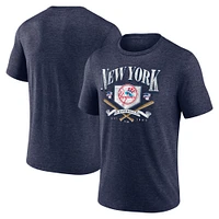 T-shirt triple mélange fanatiques pour hommes, bleu marine chiné, New York Yankees Home Team