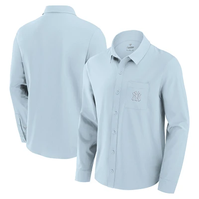 Men's Fanatics Light Blue New York Yankees Front Office Long Sleeve Button-Up Shirt