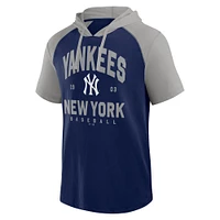 Men's Fanatics Navy/Gray New York Yankees Prime Short Sleeve Pullover Hoodie