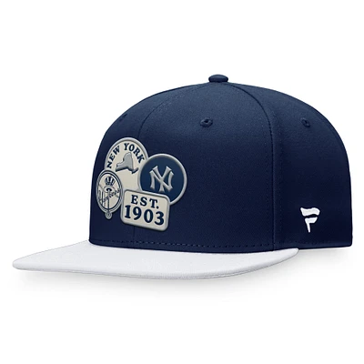 Casquette ajustée Fanatics pour hommes, bleu marine/blanc, New York Yankees Heritage Patch