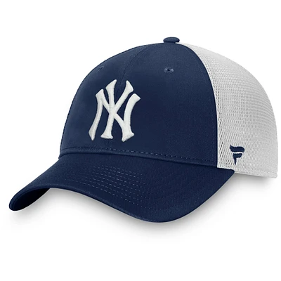 Casquette réglable de camionneur non structurée Fanatics pour hommes, bleu marine/blanc, New York Yankees Team Core