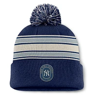 Men's Fanatics  Navy New York Yankees Fundamental Patch Cuffed Knit Hat with Pom