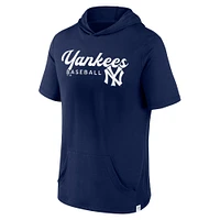 Men's Fanatics Navy New York Yankees Offensive Strategy Short Sleeve Pullover Hoodie