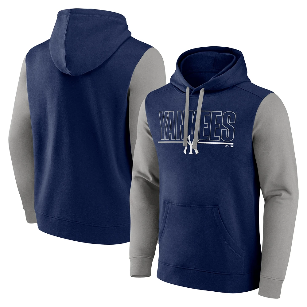 Men's Fanatics Navy New York Yankees Outline Fleece Pullover Hoodie