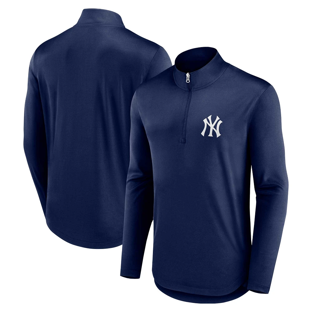 Men's Fanatics Navy New York Yankees Quarterback Quarter-Zip Top