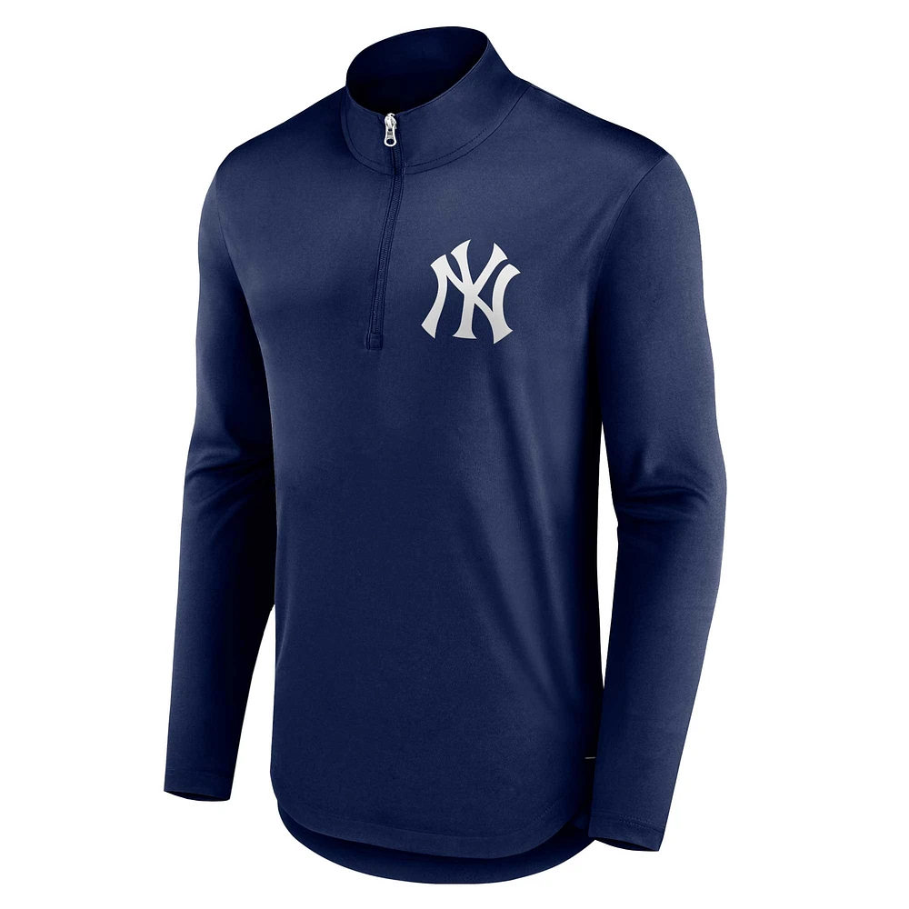 Men's Fanatics Navy New York Yankees Tough Minded Lightweight Quarter-Zip Pullover