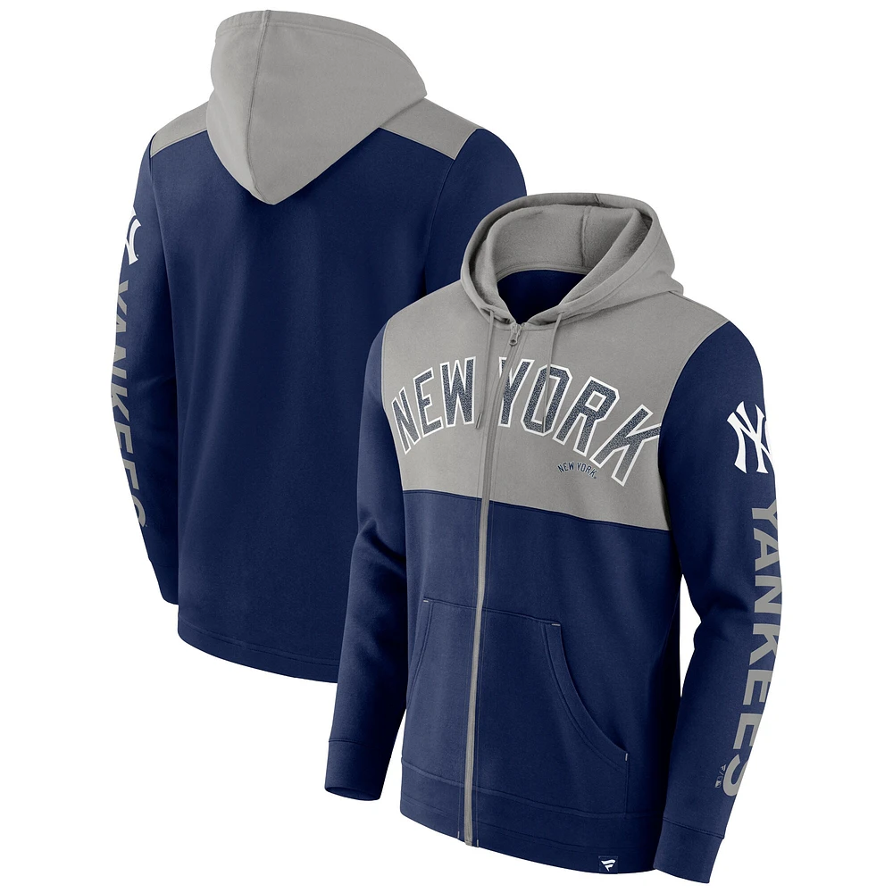 Sweat à capuche entièrement zippé en molleton Fanatics pour hommes, bleu marine