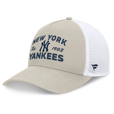 Casquette réglable de camionneur A-Frame Stone New York Yankees Fanatics pour hommes