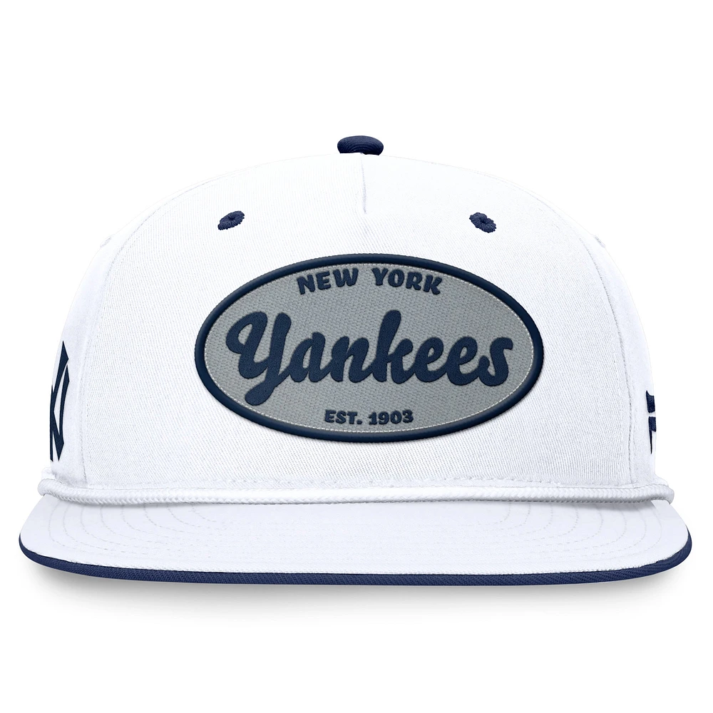 Men's Fanatics White New York Yankees Cooperstown Collection Iron Golfer Snapback Hat