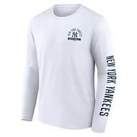 Men's Fanatics  White New York Yankees Press Box Long Sleeve T-Shirt